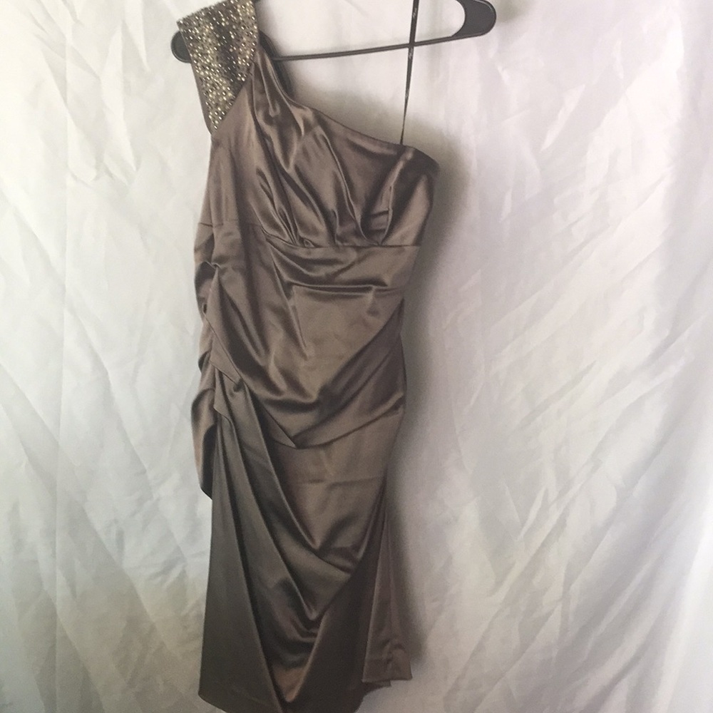 One shoulder satin dress
